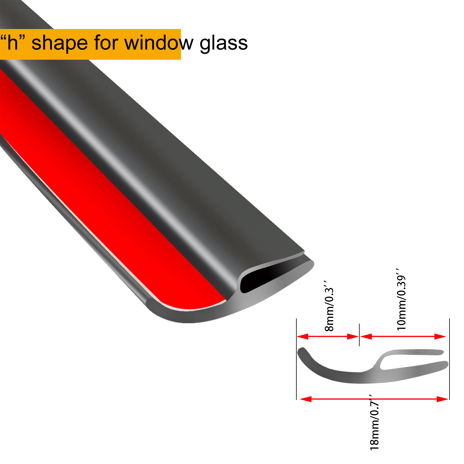hShape Rubber Car Window Glass Seal Weatherstrip Sealing Door Trim