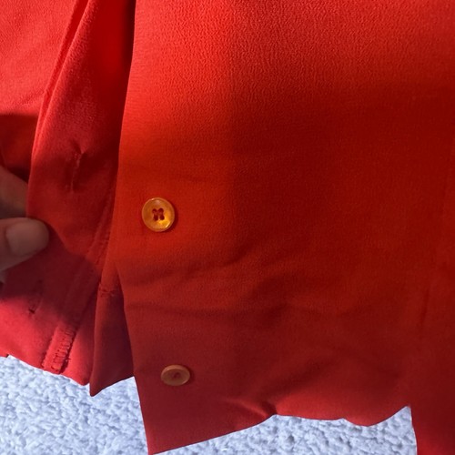 Vintage LEE MAR PAGEANT Red Secretary Blouse W/Attached Ascot Bow Size 14 - Picture 7 of 8