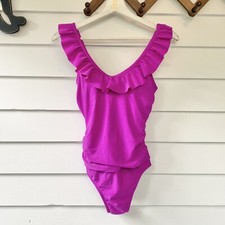 Merona Ruffle Strap One Piece Swimsuit NEW Size XS Fuchsia Pink Scoop Neck