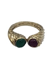 Natural Precious Ruby and Emerald Ring in 14k Solid Yellow Gold New