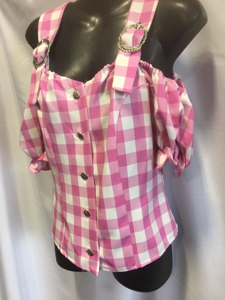 Blusa Oktoberfest - Cuadros Rosa/Blanco - Mediana 14 Foto 4 de 4