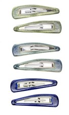4 x Glitter Snap Hair Clip Large Metal Epoxy Bandies Hair Slides 6.5cm Long