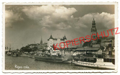 Postcard real photo 1938 * RIGA * Rigas Osta / port of Riga * Latvia Latvija