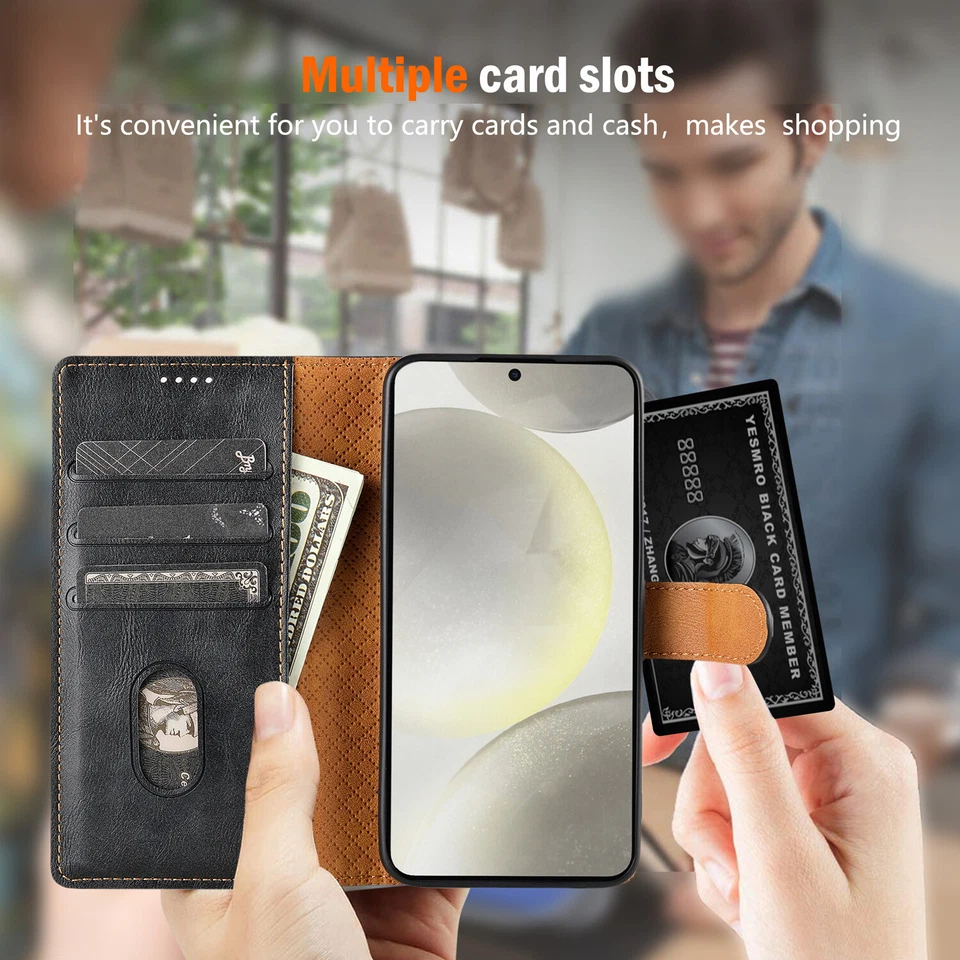 For Samsung Galaxy S24 Ultra S23 Plus S22 S21 Magnetic Leather Wallet Phone Case - Image 4 of 4