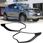 Matt Black Head Light Trim Cover Protector for Mitsubishi Triton MQ 2015-2018