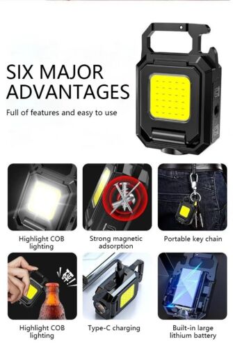 Mini COB LED Llavero Linterna Luz Recargable para Pesca al Aire Libre Senderismo - Imagen 4 de 15