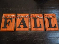 Black Orange FALL Seasonal Wood Plaques ~ Fall Autumn Home Decor 
