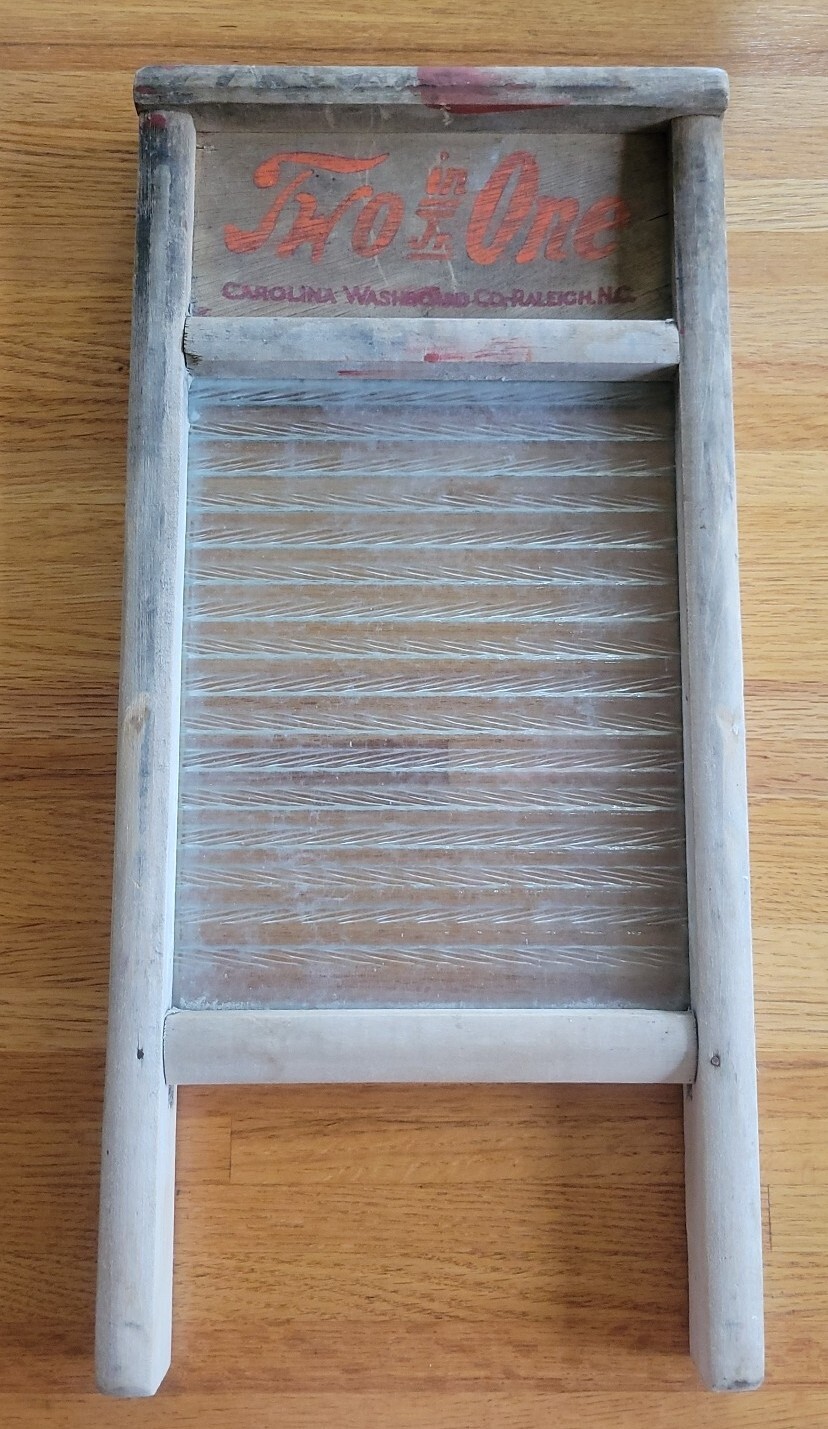 Vintage TWO In ONE Jr. Carolina Washboard Company, Glass Washboard 18