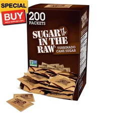 Sugar  Turbinado Cane Sugar Packets, 200 Ct Box, 1 Pack, Pure, All-Natural Turbi