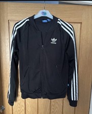 Adidas Retro Vintage Classic Black Zipper Track Jacket Size Xs