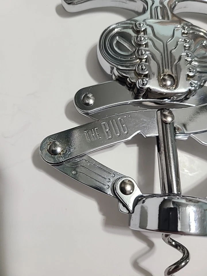 Sacacorchos cromado vintage The Bug abridor de botellas de vino mantis plateado entretenimiento  Foto 3 de 4