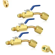 3Pcs A2L R-32 R-454B Ball Valve Adapter, 1/4" Left-Hand Female to 1/4" Right 