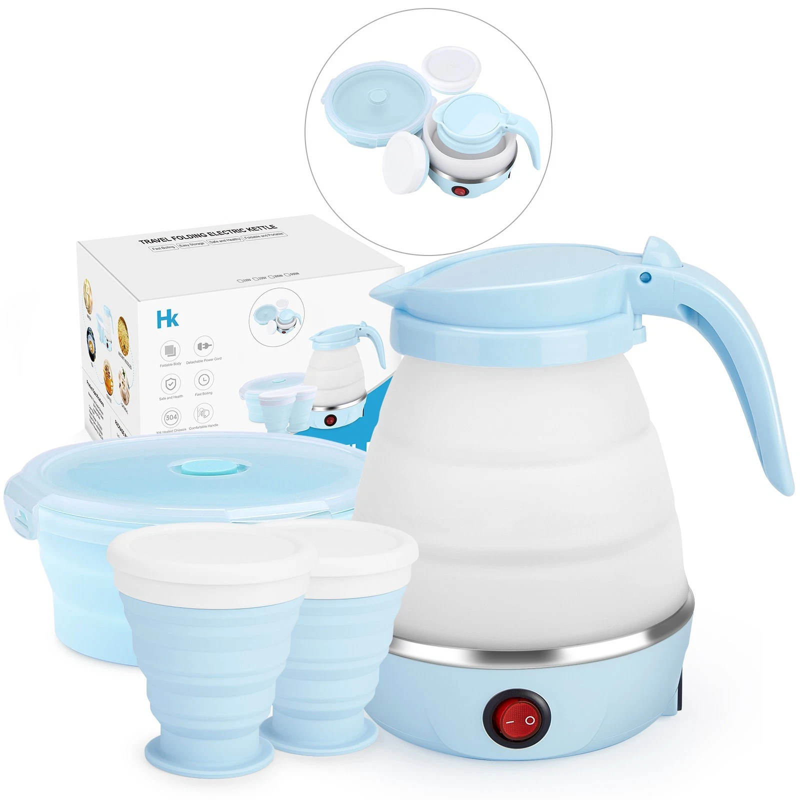 US Portable Kettle for Fast Water with 1 Collapsible Bowl and 2 Cups 110V 600ML
Opens in a new windo