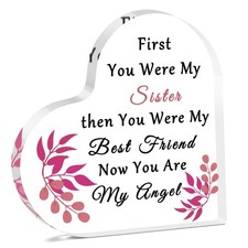 Sympathy Gifts for Loss of Sister Acrylic Heart Keepsake Sister Memorial Desk...