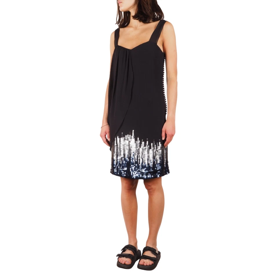 Vestido de cóctel Christian Dior Boutique para mujer negro adornado con seda FR 38/6 Foto 2 de 4