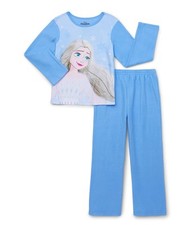 Disney Frozen Queen Elsa Light Blue Girl's Character Flannel Pajama Set