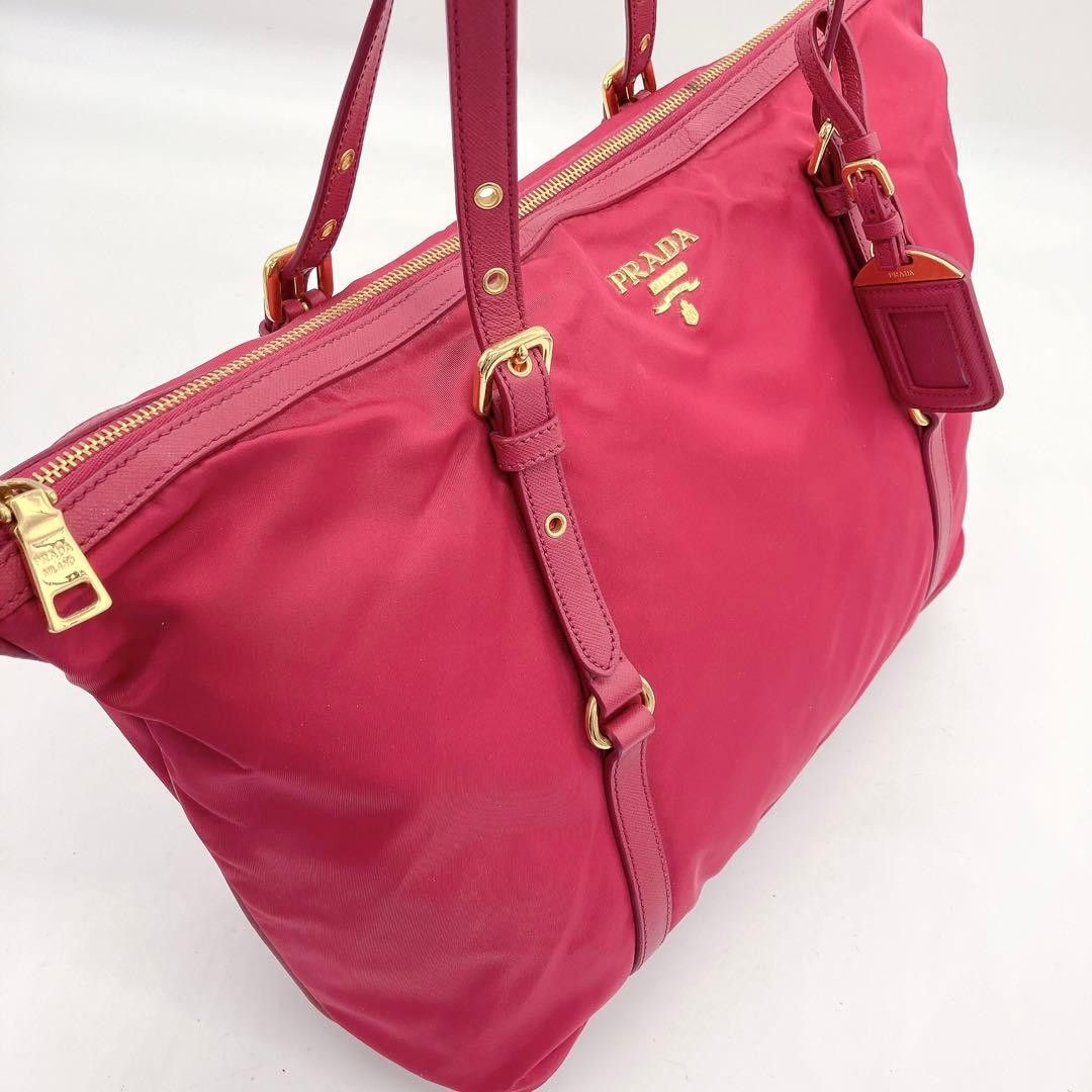 PRADA Tote Bag Logo Hardware Gold Hardware Nylon Pink A4 thumbnail 3