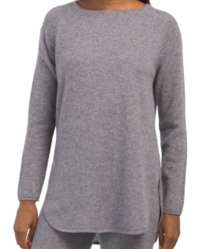 Conjunto de pijama y pantalones ajustados informales de salón TAHARI 100 % cachemir en gris talla M, L Foto 3 de 4