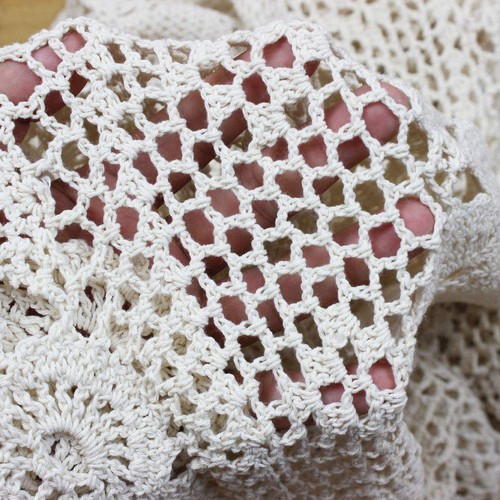 Cotton Handmade Crochet Lace Table Runner Beige Rectangle Coffee Table Dresse... - Picture 4 of 7