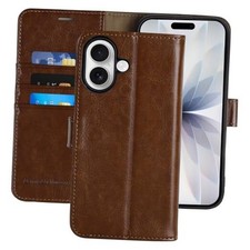 Wallet Case for 6.3 inch,Magnetic Flip Cover with Card Holder iPhone 17 Brown