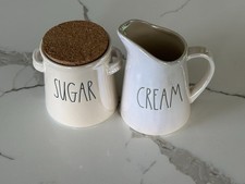 Rae Dunn Iridescent Cream  Sugar Set w Cork Lid Artisan Collection