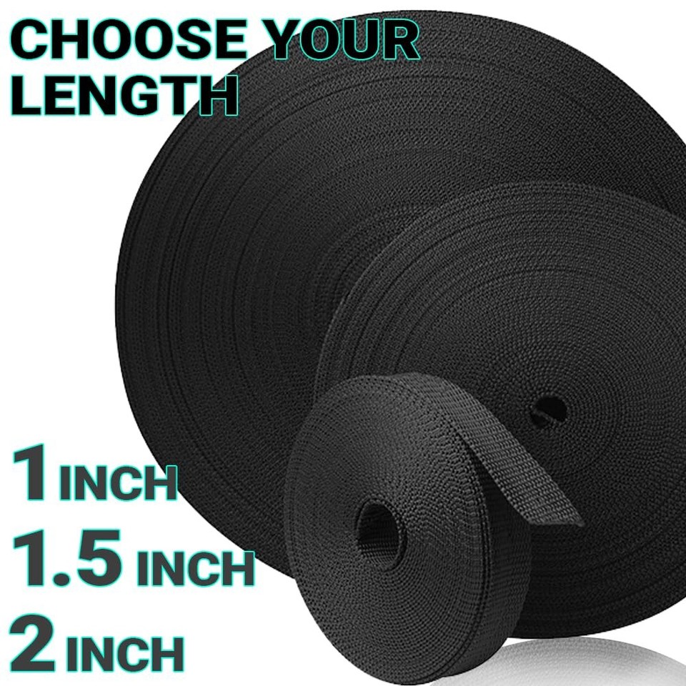 TECEUM 1 Inch Webbing – Black – 10 Yards – 1” for 1