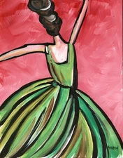 Atherton 11x14 Original Expressionism Acrylic Painting "Ballet Green" signed