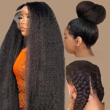 13x6 Kinky Straight HD Lace Front Human Hair Wigs Pre Plucked Malaysia Hair Wig