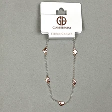 Giani Bernini Two Tone Ankle Bracelet 925 Silver 18k Rose Gold Plated NWT $95
