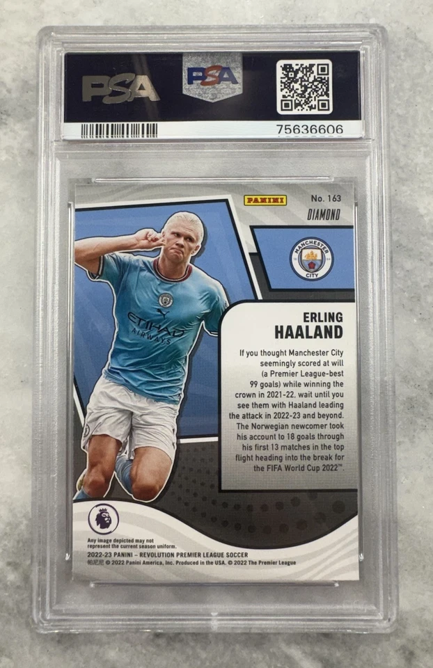 2022-23 Panini Revolution EPL ERLING HAALAND DIAMOND SSP #163 PSA 10 GEM MINT - Image 2 of 2