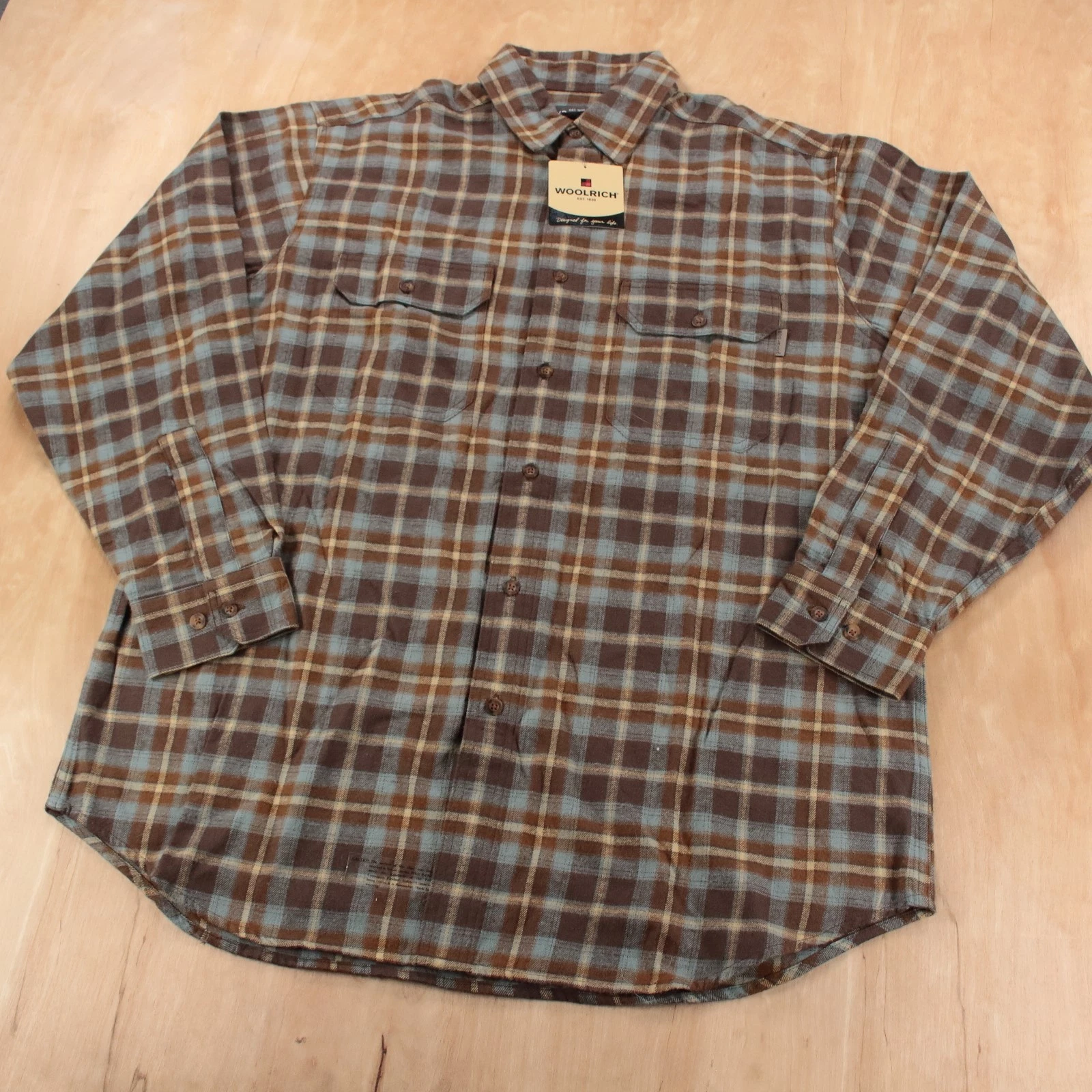 nwt vtg ds WOOLRICH plaid cotton flannel camp shirt LARGE tag chore work outdoor