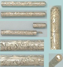 Antique Engraved Sterling Silver Needle Case * English* Circa 1850s