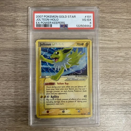 2007 POKEMON EX POWER KEEPERS GOLD STAR #101 JOLTEON-HOLO PSA 4
