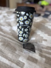 Saint Laurent Paris Ceramic Coffee Insulated Travel Cup Flower Design