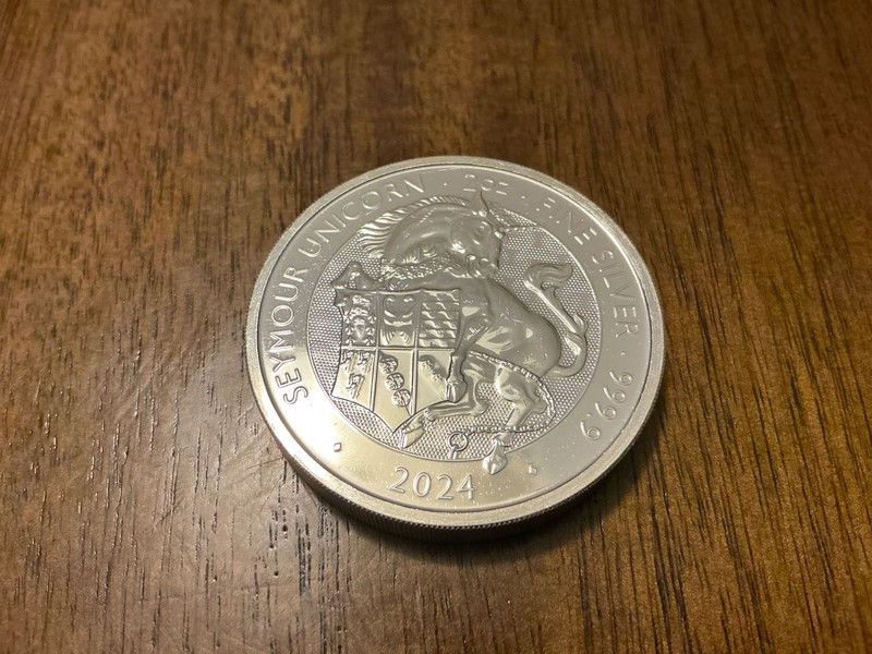 2024 Tudor Beast Seymour Unicorn Coin U.K.,   2 oz  .9999  SILVER BU Royal Mint