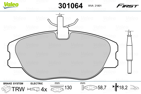 Kit plaquettes de frein VALEO 301064 à haute endurance thermique