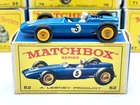 Vintage 1960s Lesney Matchbox #52 BLUE B.R.M. RACING CAR w/Original Box Nice!