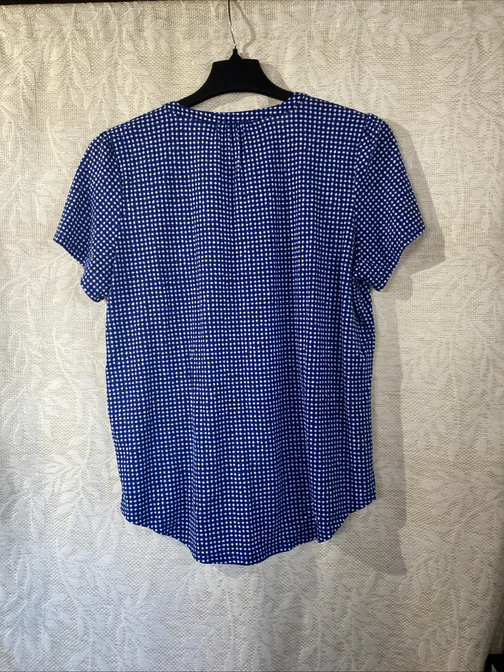Blusa para mujer Liz Claiborne talla XL cuello en V 1/2 botones manga corta azul Foto 4 de 4