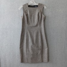 Ann Taylor Dress Womens 4P Gray Sleeveless Midi Wool Blend Workwear Formal Dress