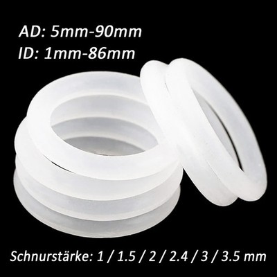 Lebensmittelechter Silikon-O-Ring Dichtungsring, Dicke 1-3,5 mm weiße Dichtung