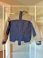 Land's End Boys Squall Jacket Size 5/6 Blue Gray Good Condition with some wear