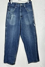JENCO SOUTHPOLE VTG Y2K Baggy B Boy Blue Jeans Wide Leg Embroidered  Denim 32x31
