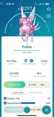 Pokémon Go Shiny Palkia Origin with Spacial Rend |Mini PTC or Trade 20K Stardust