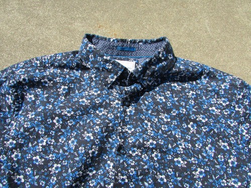 Denim + Flower Ricky Singh Black White Blue Floral Button Down Shirt Size XL - Picture 1 of 5