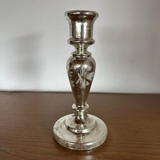 Antiker Kerzenständer Bauernsilber Glas Kerzenhalter H:21,5cm Leuchter 19Jh? Alt
