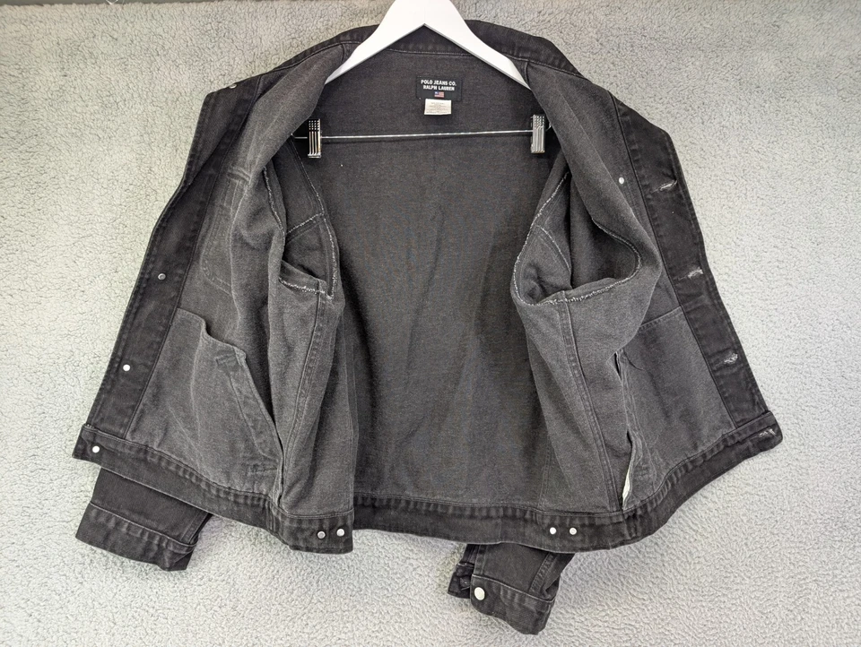 Chaqueta de mezclilla negra vintage de los años 90 Polo Jeans Co. Ralph Lauren - para hombre talla XL USADA EN EXCELENTE ESTADO Foto 2 de 4