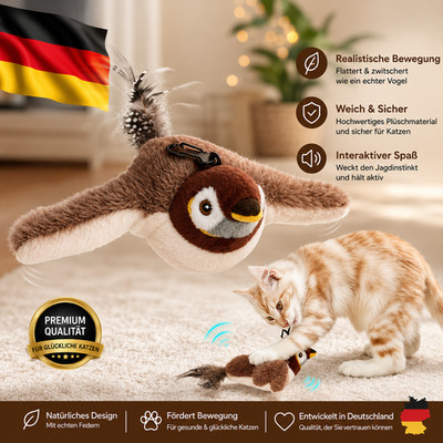 Interaktives Katzenspielzeug wiederaufladbarer fliegender Vogel Katzenspielzeug.