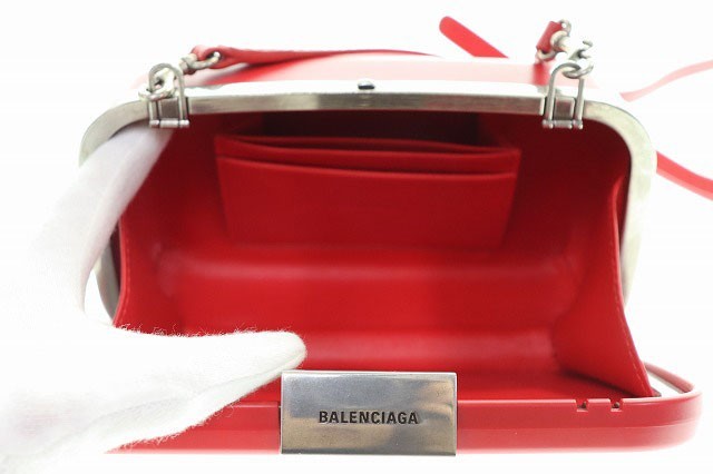 BALENCIAGA LOGO LUNCH BOX BAG RED Logo Lunch Box Bag 2WAY Shoulder image 5