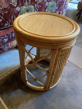 Vintage Cane & rattan  side table plant stand conservatory boho country cottage 