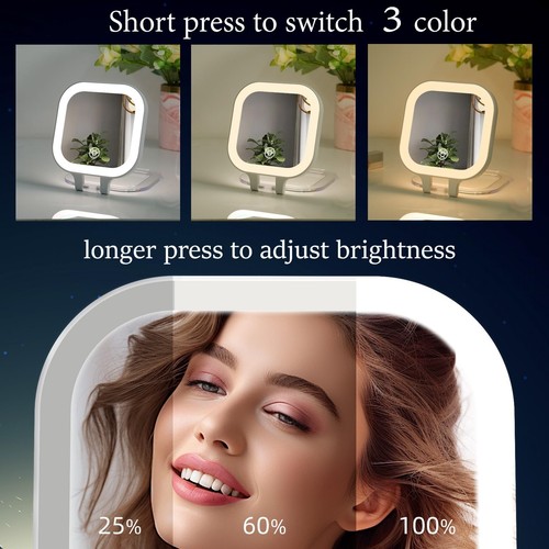 4inch 1x 10x Magnifying Travel Makeup Mirror with Lights, Rechargeable Lighte... - Picture 3 of 8